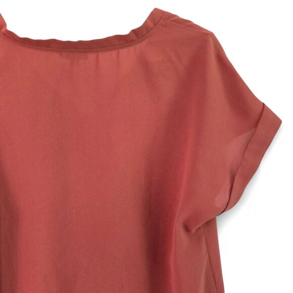 Ee:some Womens V-Neck Top Terracotta V-Neck Cuffed Cap Sleeves Small - Picture 9 of 13